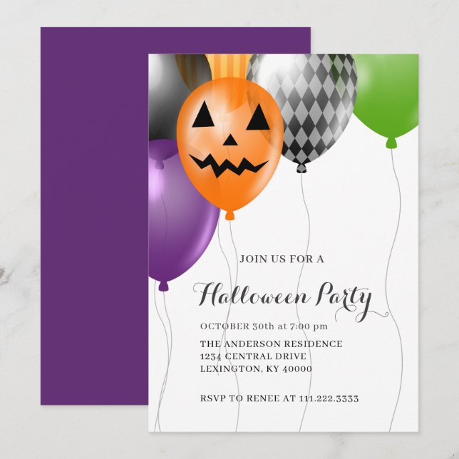 Elegant Halloween-fest  Inbjudningar (Fram/baksida)