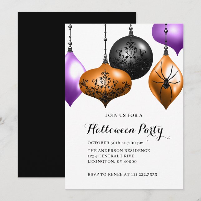Elegant Halloween-fest  Inbjudningar (Fram/baksida)