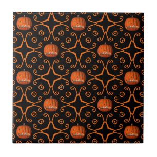 Elegant Halloween jack o lanternkaleidoscope Kakelplatta