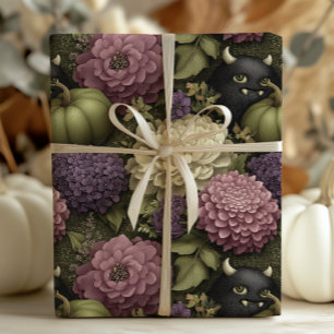 Elegant Halloween Monsters och Pumpkins i Lila Presentpapper