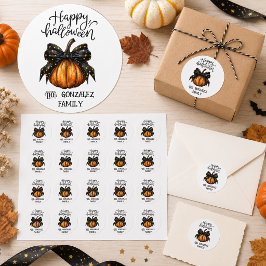 Elegant Halloween-runda dekaler med pumpa Runt Klistermärke