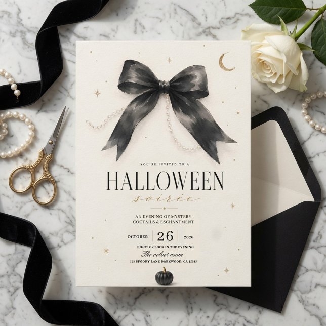 Elegant Halloween-soaré | Lyxsvart Julkort (Skapare uppladdad)