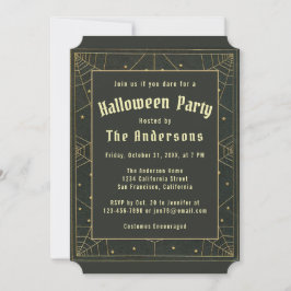 Elegant Halloween Svart Guld Vintage Spindelnät St Inbjudningar