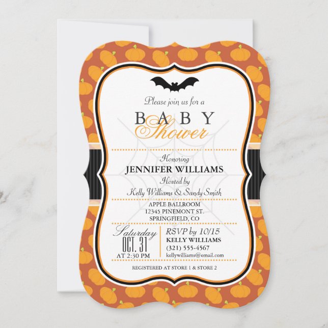 Elegant Halloween Theme Baby Shower Inbjudan (Framsida)