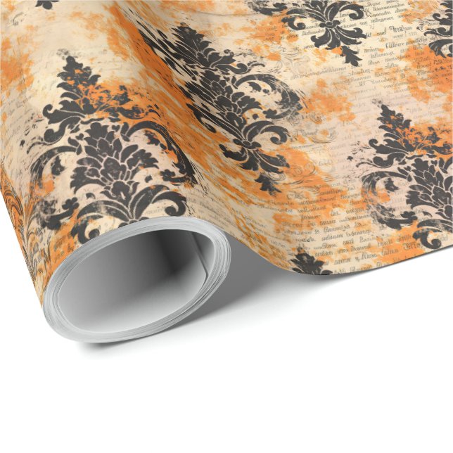 Elegant Halloween Toile Presentpapper (Rullad Hörn)