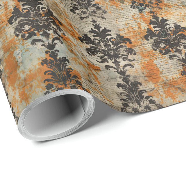 Elegant Halloween Toile Presentpapper (Rullad Hörn)