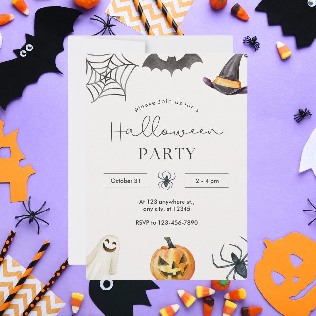 Elegant Halloween Watercolor Inbjudningar (Skapare uppladdad)