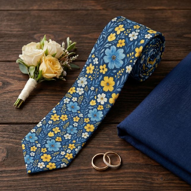 Elegant halsduk med medelhavsblommig mönster slips (Skapare uppladdad)