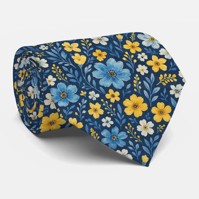 Elegant halsduk med medelhavsblommor slips (Rullad)