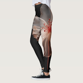 Elegant halvgenomskinlig blomma på svart leggings
