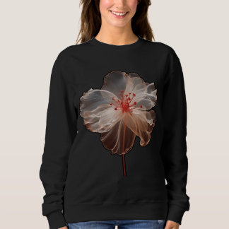Elegant halvgenomskinlig blomma på svart t shirt