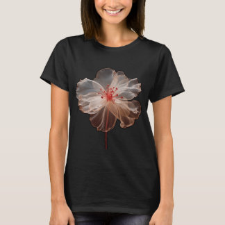 Elegant halvgenomskinlig blomma på svart t shirt