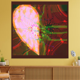 Elegant Halvhjärtans Abstrakt Art Rosa Grönt Red Canvastryck