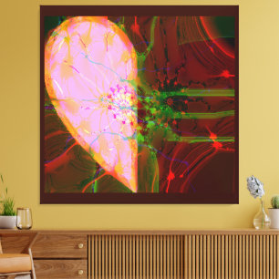 Elegant Halvhjärtans Abstrakt Art Rosa Grönt Red Canvastryck