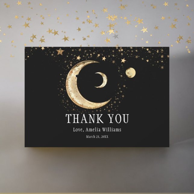 Elegant halvmåne Celestial Guld Tack Kort (Skapare uppladdad)