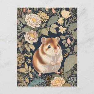 Elegant Hamster William Morris Inspired Blommigt Vykort