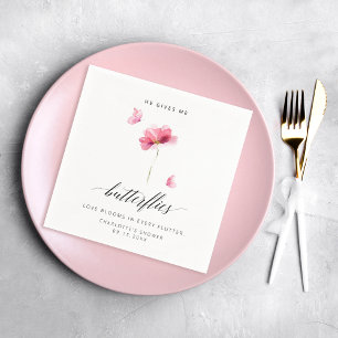 Elegant Han Ger Mig Fjärilar Blommig Pappersservett