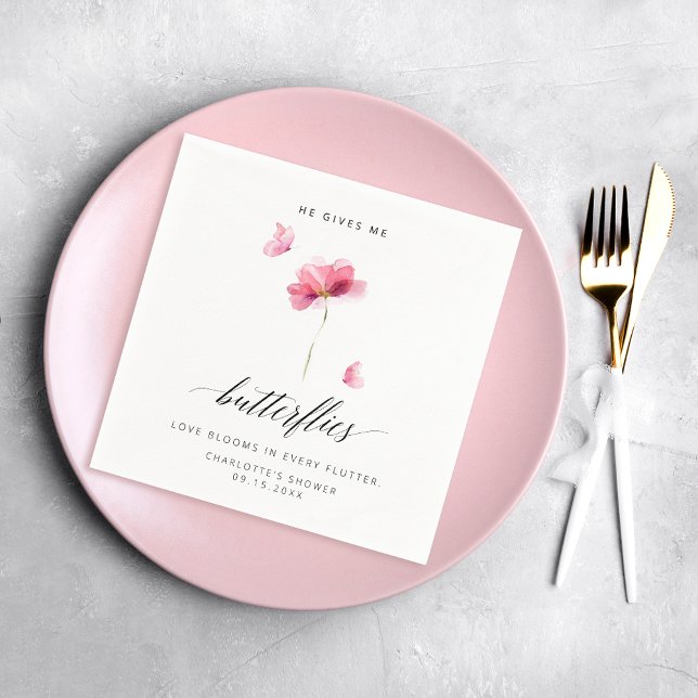Elegant Han Ger Mig Fjärilar Blommig Pappersservett (Skapare uppladdad)