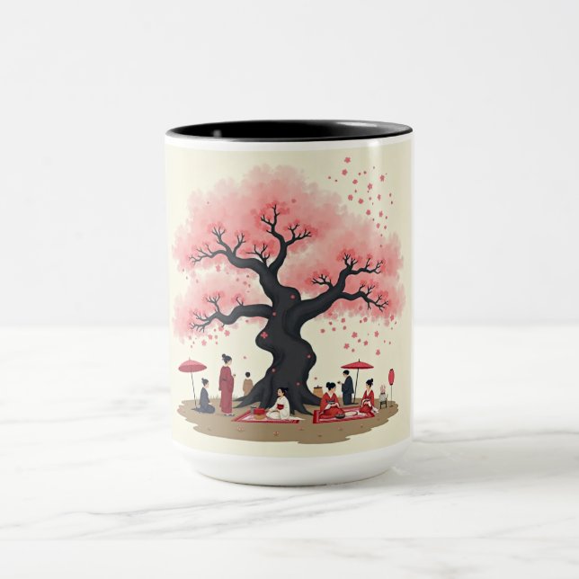 Elegant Hanami Cherry Blossom Mug Mugg (Center)