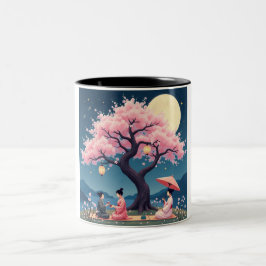 Elegant Hanami Cherry Blossom Mug Två-Tonad Mugg