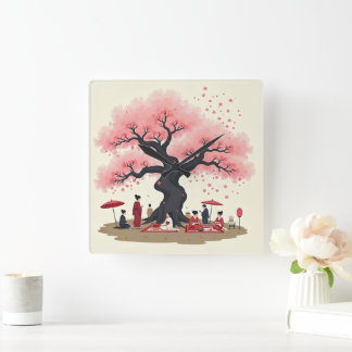 Elegant Hanami Körsbärsblommande Väggur