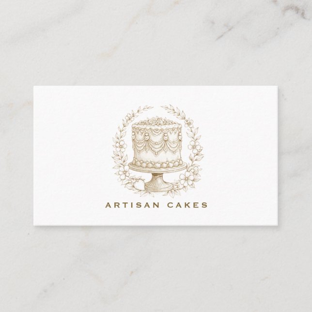 Elegant Hand Drawn Cake Bakery Visitkort (Framsida)