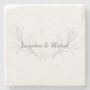 Elegant Hand Drawn Foliage Anpassningsbar Stenunderlägg