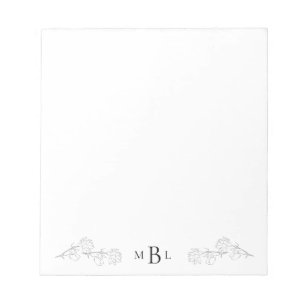 Elegant Hand-Drawn Jasmine Monogram Anteckningsblo Anteckningsblock