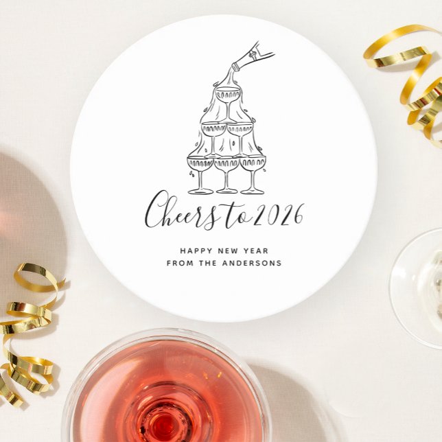 Elegant Hand Drawn New Years Eve Party Paper Plate Underlägg Papper Rund (Skapare uppladdad)