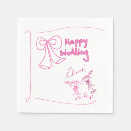 Elegant hand drawn pink minimalist cocktail pappersservett