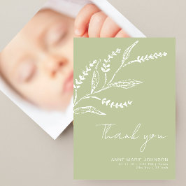 Elegant Hand-drawn Sage Green Baby Shower Tack Kort