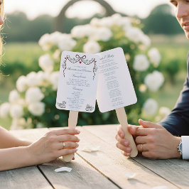 Elegant hand drawn Wedding Ceremony Program Fans