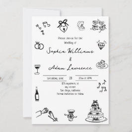 Elegant Hand Drawn Wedding Invitation Inbjudningar