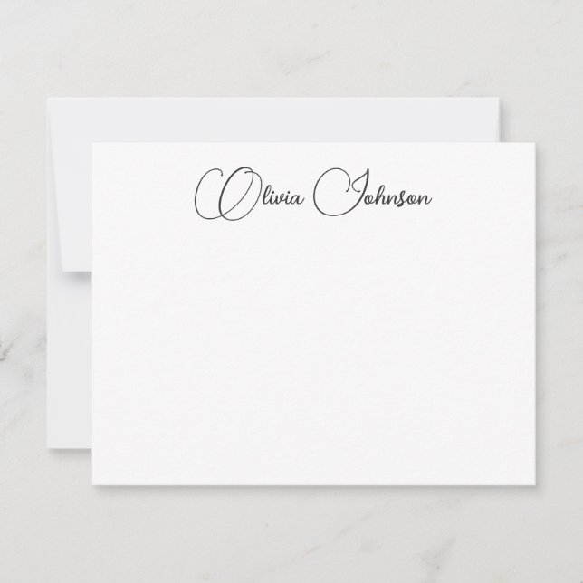 Elegant Hand Leted Script Note Card Anteckningskort (Framsida)