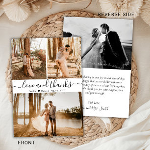 Elegant Hand Lettered Bröllop 3 Photo Collage Tack Kort