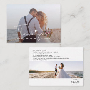 Elegant Hand-Lettered Bröllop Photo Tack Anteckningskort