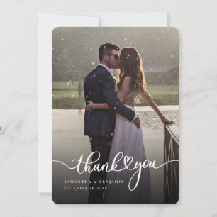 Elegant Hand-Lettered Bröllop Photo Tack Anteckningskort