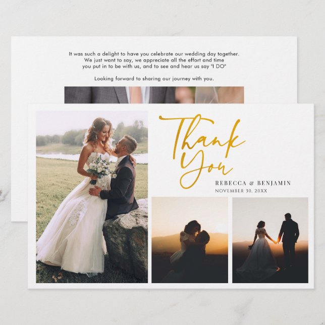 Elegant Hand-Lettered Bröllop Photos Tack Brevpapper (Fram/baksida)