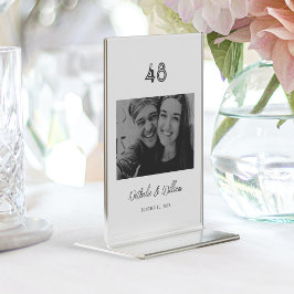 Elegant Hand-Lettered Couples Namn-foto Bordsnummer