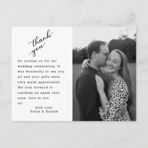 Elegant Hand Lettered Foto Bröllop Tack Vykort