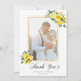 Elegant Hand Lettered Gul ros Blommigt Photo Tack Kort