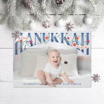 Elegant Hand-Lettered Lycklig Hanukkah-fotokort Tack Kort<br><div class="desc">Elegant-handskriven serif "hanukkah" med granatäpplen och blommor med "Lycklig" och "med kärlek" i rosett band. Originalgrafik av Becky Nimoy. Foto av osplash</div>