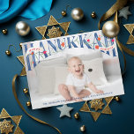 Elegant Hand-Lettered Lycklig Hanukkah-fotokort Tack Kort<br><div class="desc">Elegant-handskriven serif "hanukkah" med granatäpplen och blommor med "Lycklig" och "med kärlek" i rosett band. Originalgrafik av Becky Nimoy. Foto av osplash</div>