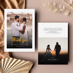Elegant Hand-Lettered Photo Bröllop Tack Anteckningskort