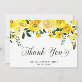 Elegant Hand Lettered Summer Gul ros Blommigt Tack Kort