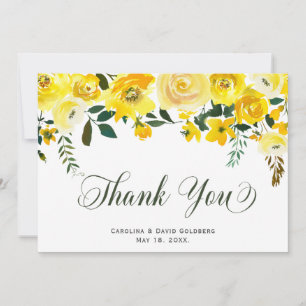 Elegant Hand Lettered Summer Gul ros Blommigt Tack Kort