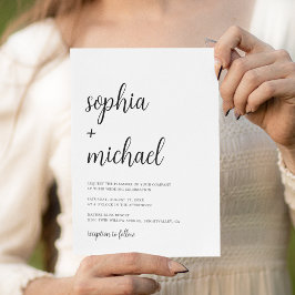 Elegant Hand Lettering Black White Bröllop Inbjudningar