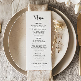 Elegant Hand Lettering Black White Bröllop Meny