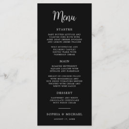 Elegant Hand Lettering Black White Bröllop Meny