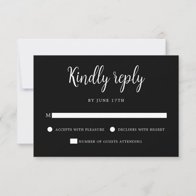 Elegant Hand Lettering Black White Bröllop OSA Kort (Framsida)